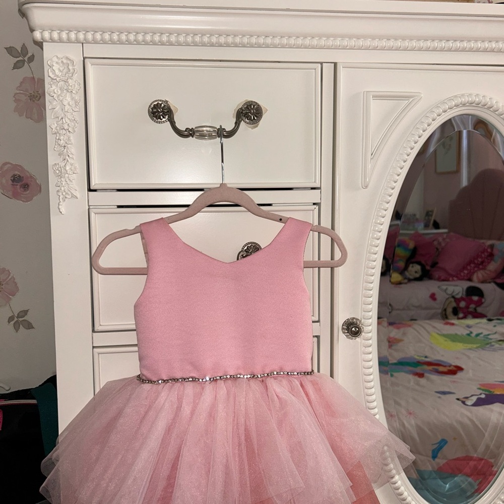 Pink Tulle Dress with Beaded Waist